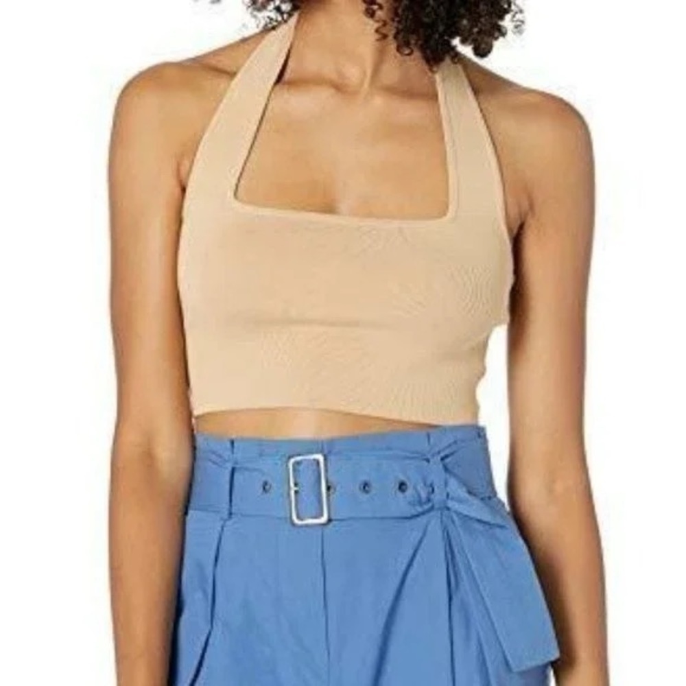 NWT The Drop Greta Fitted Square Neck Halter Sweater Crop Top XXL